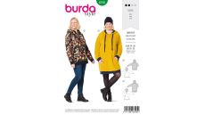 Strih Burda 6195 - Mikina s kapucňou, mikinové šaty pre plnoštíhle