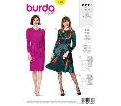 Strih Burda 6164 - Šaty s dlhým rukávom