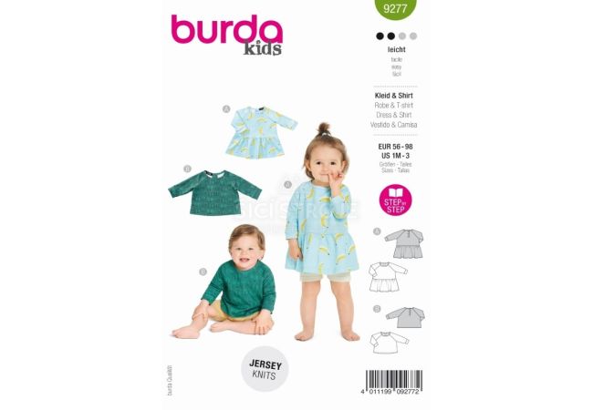 Strih Burda 9277 - Detské šaty, tričko