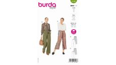 Strih Burda 6148 - Voľné nohavice s gumou v páse, ľanové nohavice