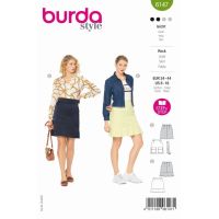 Strih Burda 6147 - Áčková sukňa s vysokým pásom, sukňa s vreckami