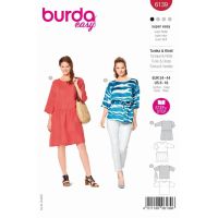 Strih Burda 6139 - Tunikové šaty, ľanové šaty, tunika s opaskom
