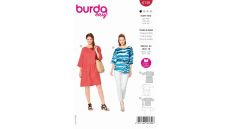 Strih Burda 6139 - Tunikové šaty, ľanové šaty, tunika s opaskom