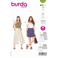 Strih Burda 6138 - Culottes, šortky s vysokým pásom