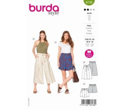 Strih Burda 6138 - Culottes, šortky s vysokým pásom