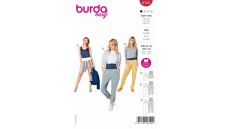 Strih Burda 6124 - Pohodlné nohavice so širokým nápletom, nohavice na jogu