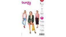 Strih Burda 6123 - Otvorené sako bez goliera, dlhšie sako