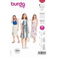 Strih Burda 6118 - Zavinovacie šaty za krk, zavinovací top