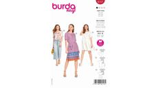 Strih Burda 6117 - Tričkové šaty, krátke tričko, crop top