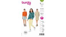 Strih Burda 6109 - Mikina s nápletmi, mikinové šaty