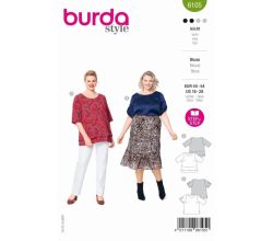 Strih Burda 6105 - Tričko s volánom pre plnoštíhle