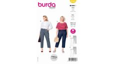 Strih Burda 6103 - Džínsové nohavice, 7/8 nohavice pre plnoštíhle