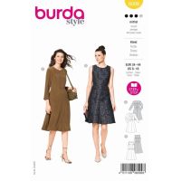 Strih Burda 6099 - Šaty bez rukávov, šaty s dlhým rukávom, koktailové šaty