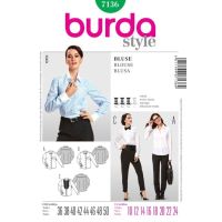 Strih Burda 7136 - Košeľa, košeľa s plastrónom