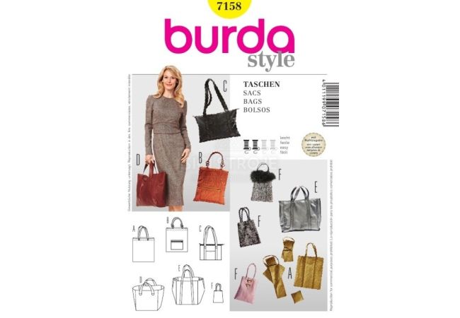 Strih Burda 7158 - Kabelka, taška, shopper