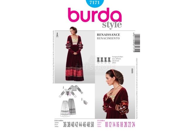 Strih Burda 7171 - Renesančné šaty