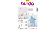 Strih Burda 9478 - Detská kombinéza, bunda s kapucňou, nohavice, zatepľovací návlek