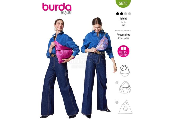 Strih Burda 5675 - Kabelka cez rameno, taška
