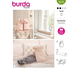 Strih Burda 5676 - Domáce šľapky, ochrana proti prievanu, obal na ohrievaciu fľašu
