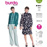 Strih Burda 5678 - Splývavé košeľové šaty, košeľová blúzka