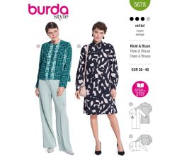 Strih Burda 5678 - Splývavé košeľové šaty, košeľová blúzka