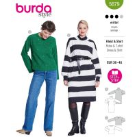 Strih Burda 5679 - Mikinové šaty, rolákové šaty, sveter