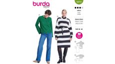 Strih Burda 5679 - Mikinové šaty, rolákové šaty, sveter