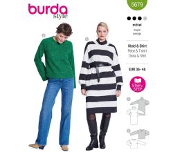 Strih Burda 5679 - Mikinové šaty, rolákové šaty, sveter