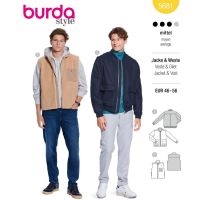 Strih Burda 5681 - Pánska bunda bluzón na zips, vesta