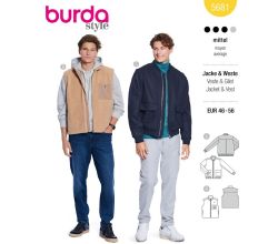 Strih Burda 5681 - Pánska bunda bluzón na zips, vesta