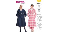 Strih Burda 5683 - Kabát s dvojradovým zapínaním, kabát so širokou sukňou