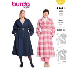 Strih Burda 5683 - Kabát s dvojradovým zapínaním, kabát so širokou sukňou