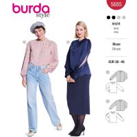 Strih Burda 5685 - Blúzka so skladmi, blúzka s prestrihmi na rukávoch