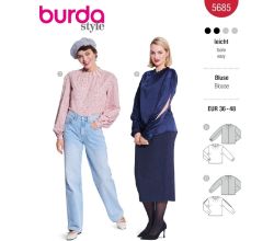 Strih Burda 5685 - Blúzka so skladmi, blúzka s prestrihmi na rukávoch