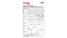 Strih Burda 5686 - Šaty s gumičkou v páse, midi šaty s rozšírenou sukňou