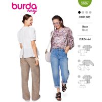 Strih Burda 5687 - Blúzka s golierom, blúzka peplum, zapínacia blúzka