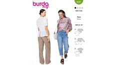 Strih Burda 5687 - Blúzka s golierom, blúzka peplum, zapínacia blúzka
