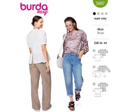 Strih Burda 5687 - Blúzka s golierom, blúzka peplum, zapínacia blúzka