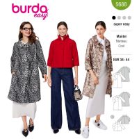 Strih Burda 5688 - Retro kabát, áčkový kabát, krátky kabátik