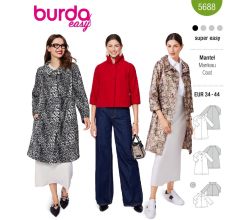 Strih Burda 5688 - Retro kabát, áčkový kabát, krátky kabátik