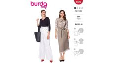 Strih Burda 5689 - Džersejové tričko s dlhým rukávom, krajková blúzka s viazačkou
