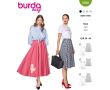 Strih Burda 5690 - Široká sukňa, kolesová sukňa, dlhá sukňa