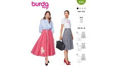 Strih Burda 5690 - Široká sukňa, kolesová sukňa, dlhá sukňa