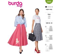 Strih Burda 5690 - Široká sukňa, kolesová sukňa, dlhá sukňa
