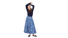 Strih Burda 5690 - Široká sukňa, kolesová sukňa, dlhá sukňa