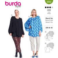 Strih Burda 5692 - Tunika v štýle 70. rokov, voľná blúzka, dvojvrstvová blúzka