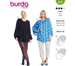 Strih Burda 5692 - Tunika v štýle 70. rokov, voľná blúzka, dvojvrstvová blúzka