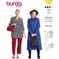 Strih Burda 5693 - Košeľové šaty, kabátové šaty, košeľová tunika
