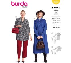 Strih Burda 5693 - Košeľové šaty, kabátové šaty, košeľová tunika