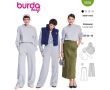 Strih Burda 5694 - Mikina s kapucňou, teplákové nohavice s gumou v páse